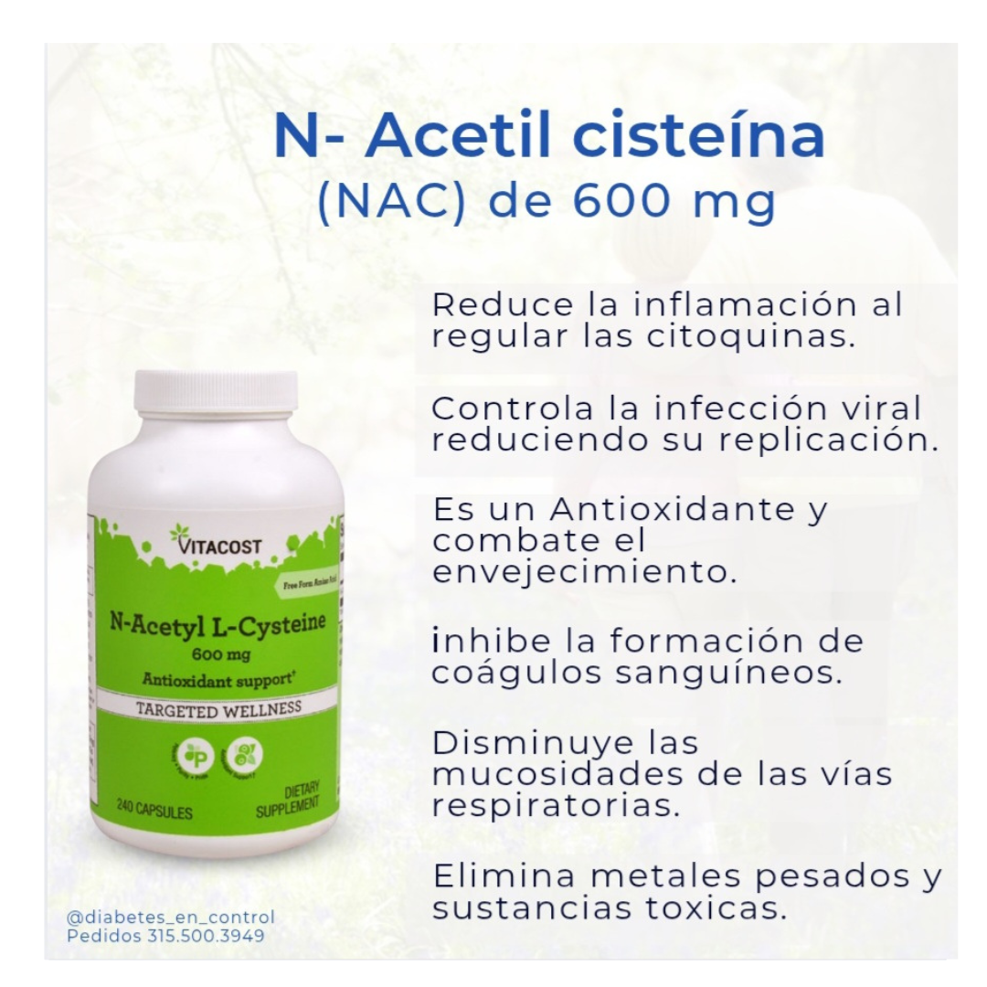 N-acetilcisteína. 600 mg. 240 cápsulas. Vitacost. - Imagen 3