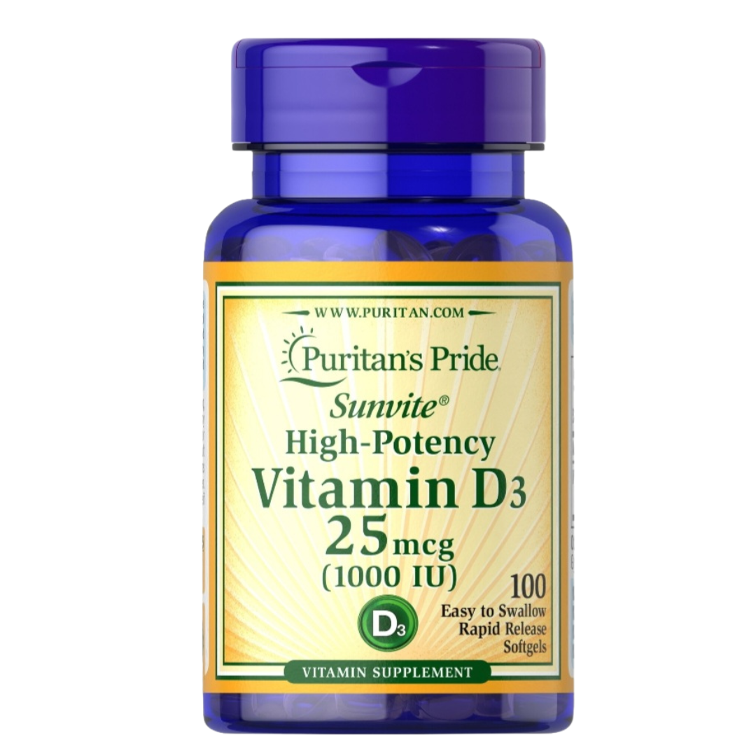 Vitamina D3 1.000 iu .100 cápsulas blandas. Puritan’s Pride.