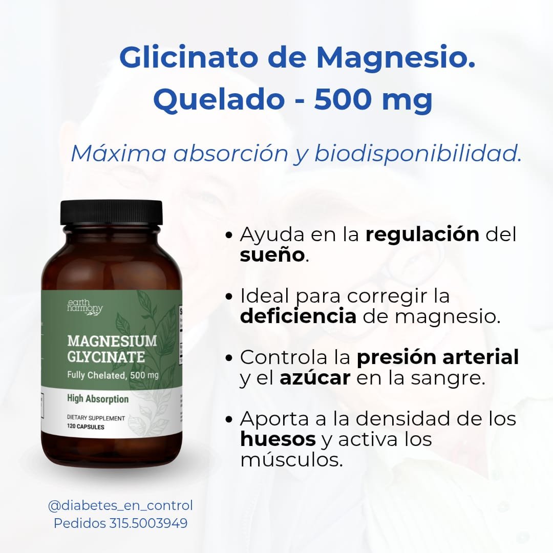 Glicinato de magnesio. Quelado. 500 mg. 120 capsulas.Earth armony - Imagen 3