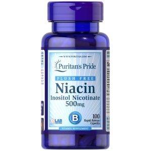 Niacina sin efecto flashing (enrojecimiento). 500 mg. 100 cápsulas . Puritans Pride.
