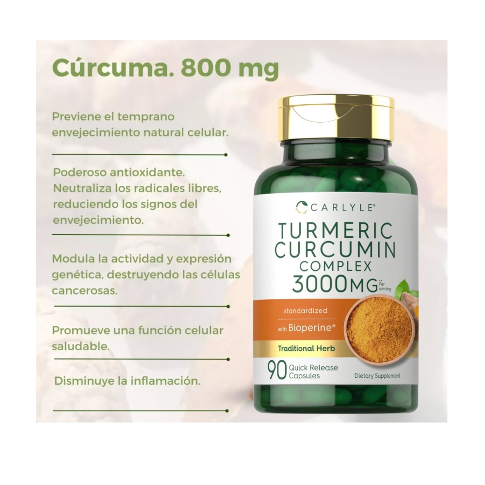 Cúrcuma-Turmeric. 3.000 mg. 90 cápsulas - Imagen 3