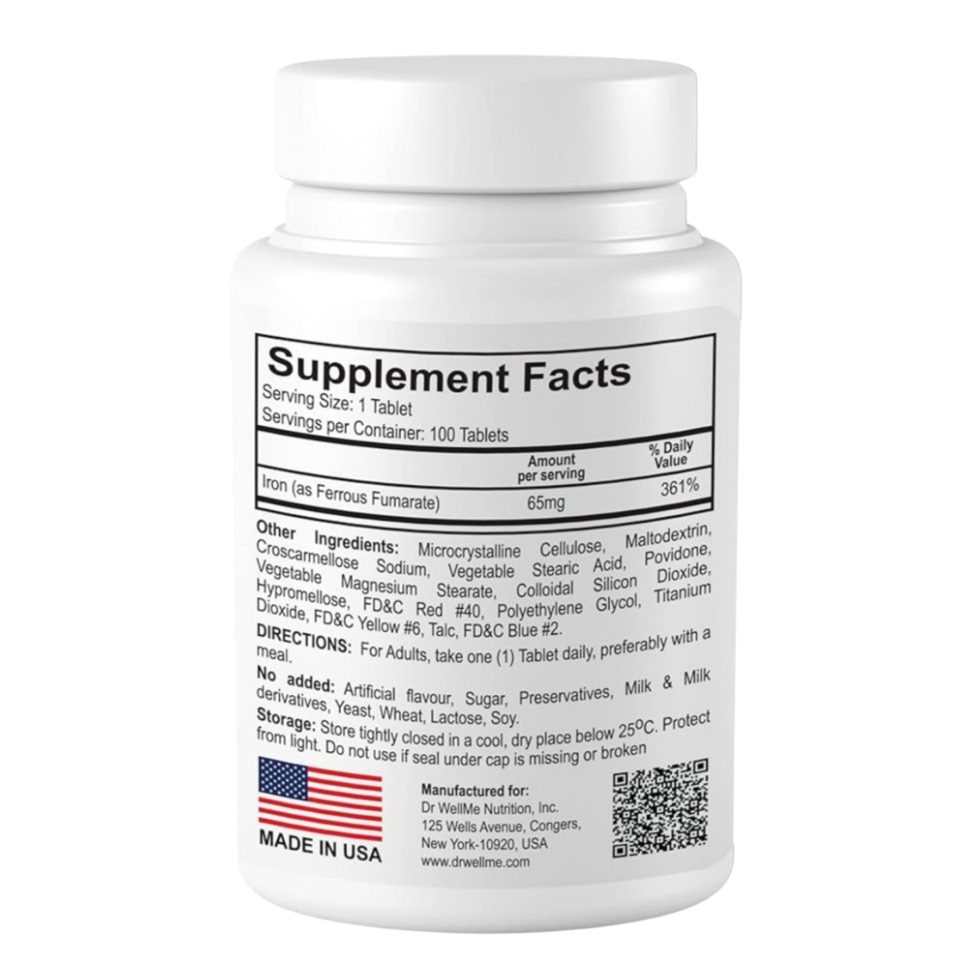 Hierro. Iron Well con fumarato ferroso. 65 mg. 100 tabletas - Imagen 2