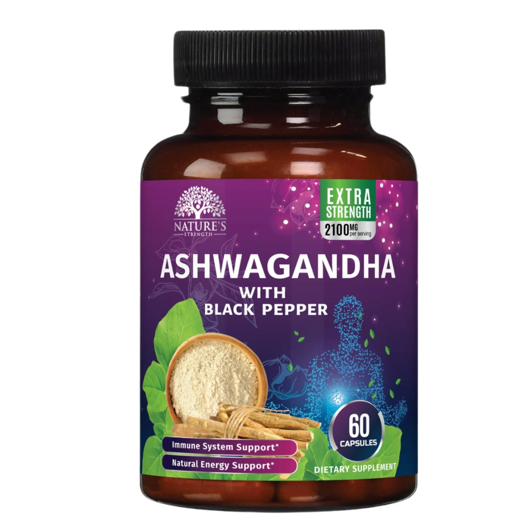 Ashwagandha con pimienta negra. 525 mg. 60 cápsulas. Natureˋs Strength