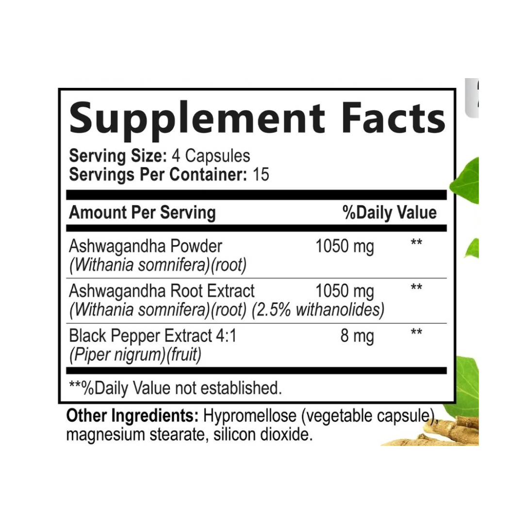 Ashwagandha con pimienta negra. 525 mg. 60 cápsulas. Natureˋs Strength - Imagen 2