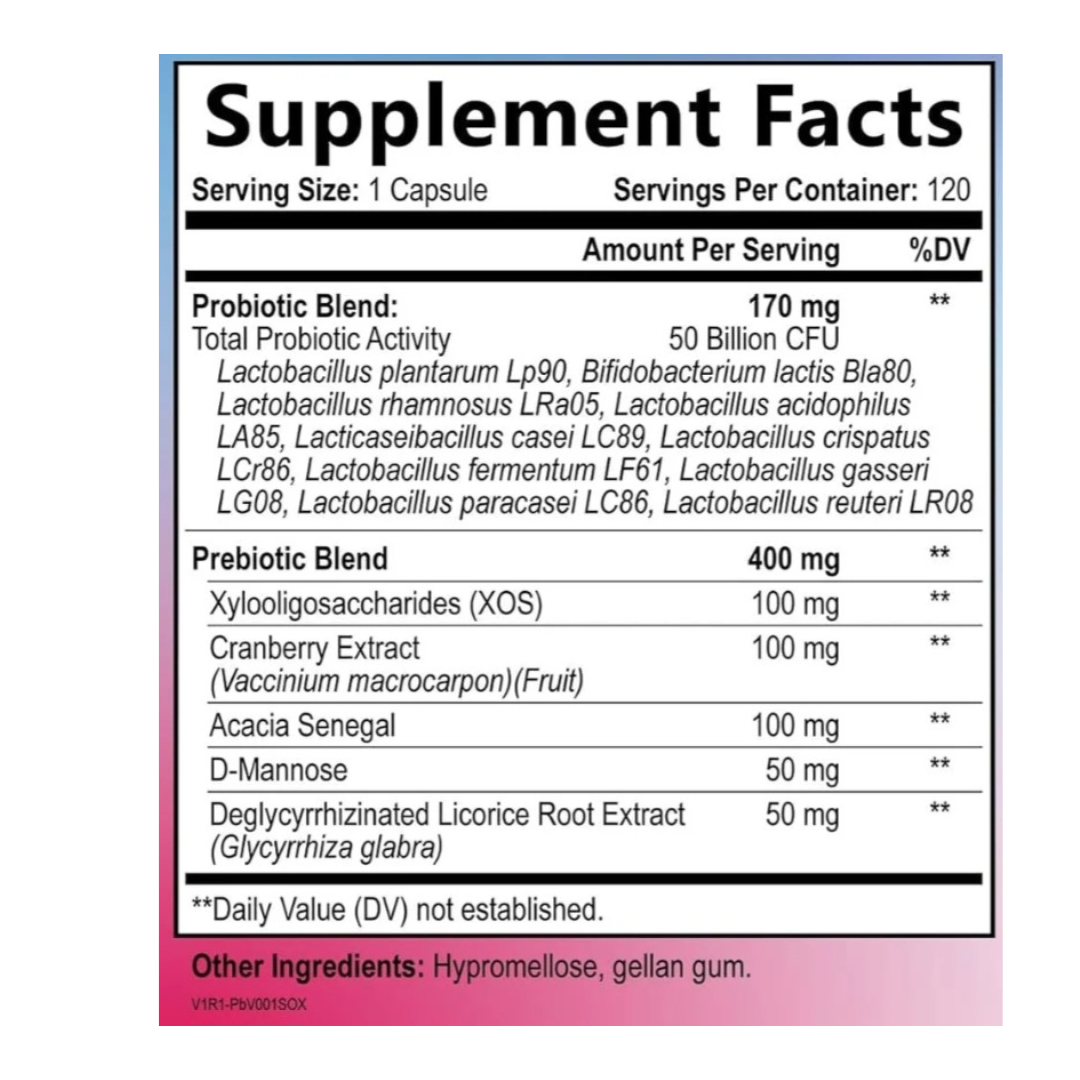 Probiotico vaginal. 50 mil millones CFU. 60 cápsulas. Natureˋs Peak. - Imagen 2