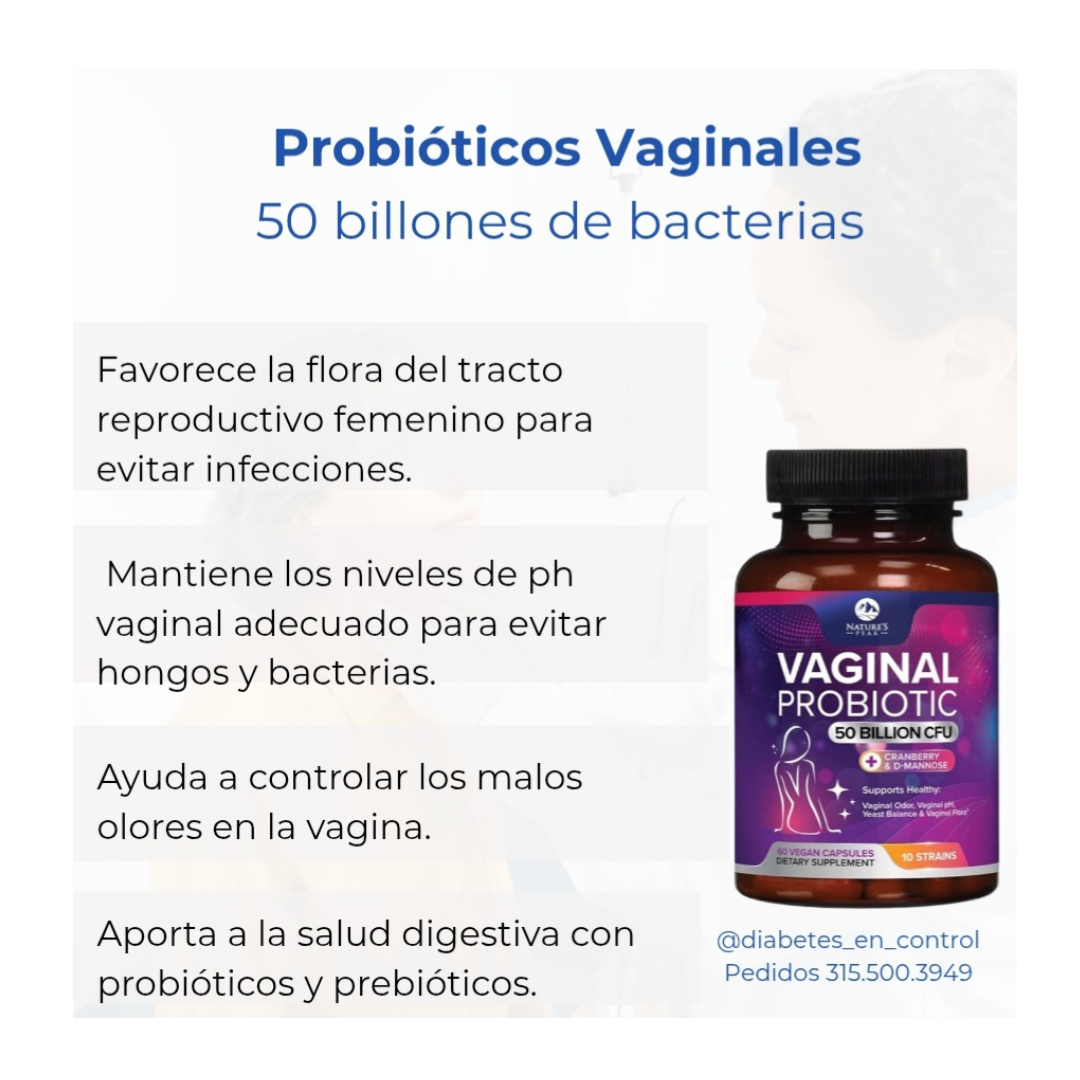 Probiotico vaginal. 50 mil millones CFU. 60 cápsulas. Natureˋs Peak. - Imagen 3
