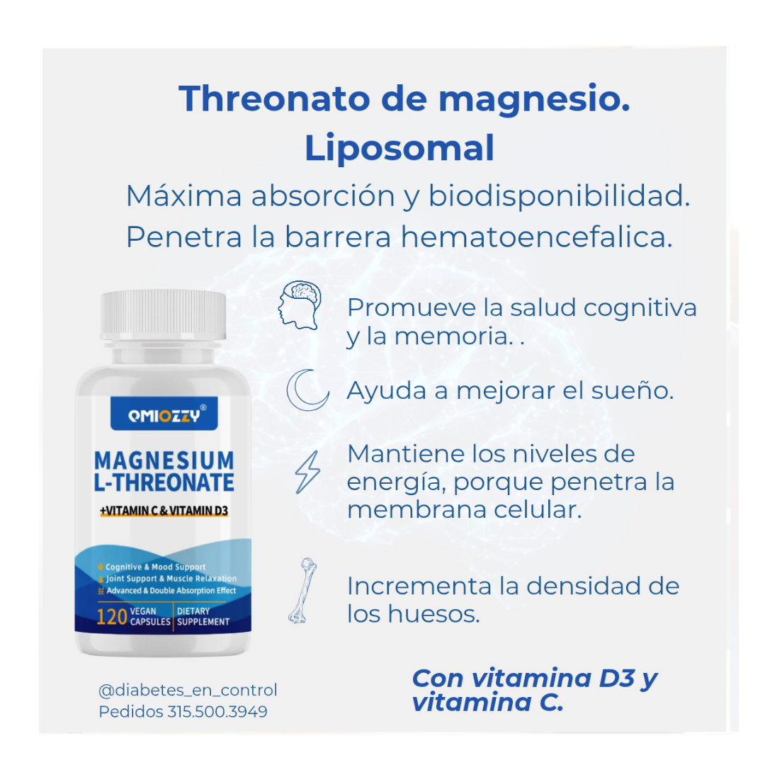 Threonato de magnesio. 2.000 mg. 120 cápsulas. Qmiozzy - Imagen 3