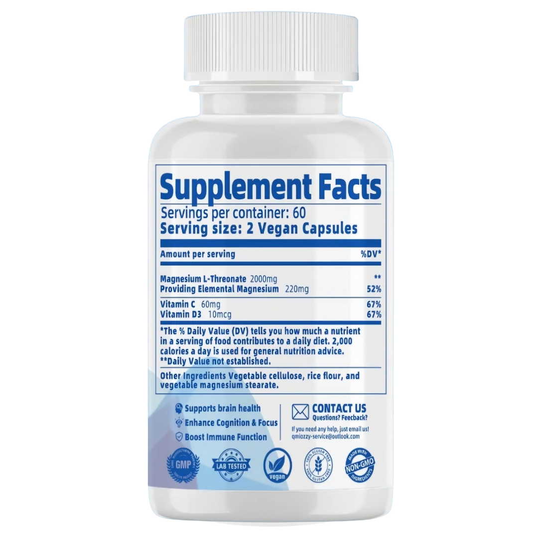 Threonato de magnesio. 2.000 mg. 120 cápsulas. Qmiozzy - Imagen 2