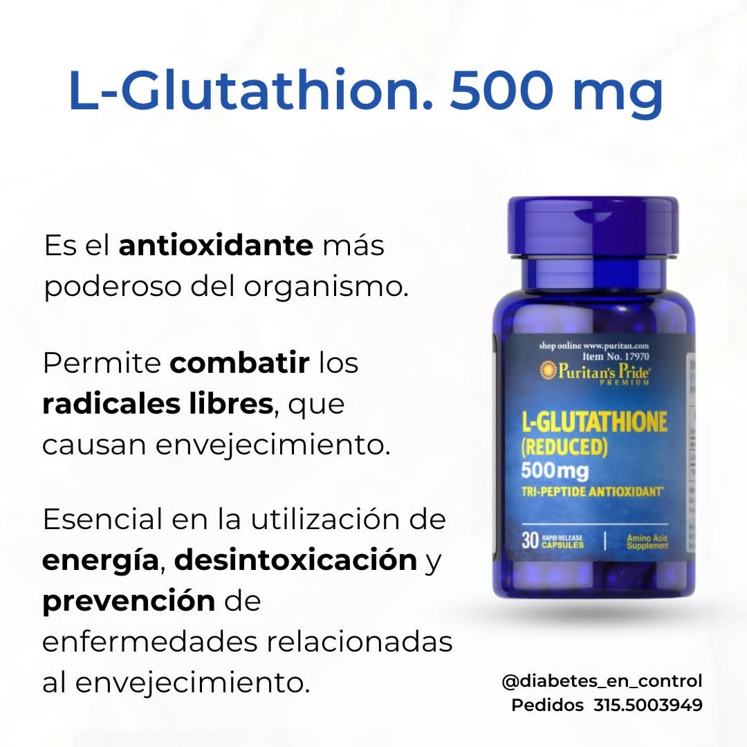 L-Glutathion. 500 mg. 30 cápsulas. Puritan’s Pride. - Imagen 3