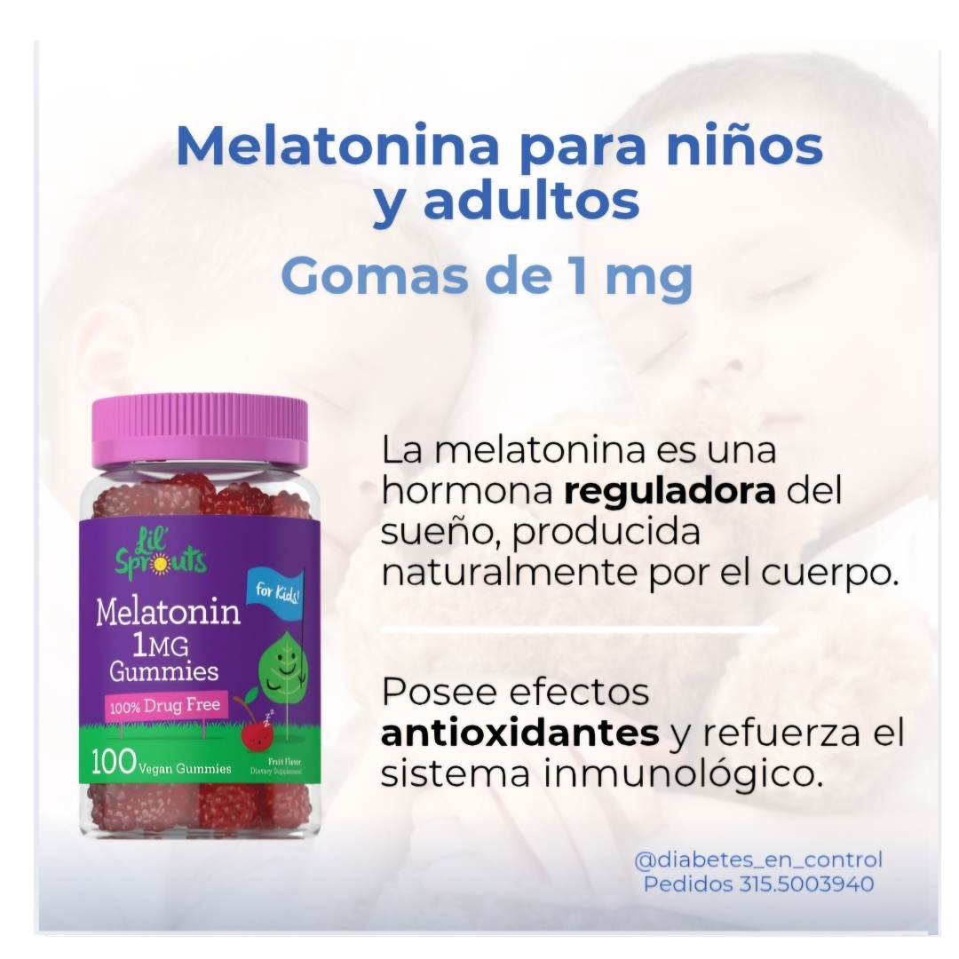Melatonina 1 mg en gomas. 100 gomitas sabor a frutas. Para Niños y adultos.Carlyle. - Imagen 3