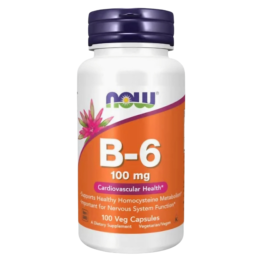 Vitamina B6. Piridoxina. 100 mg. 100 cápsulas. Now