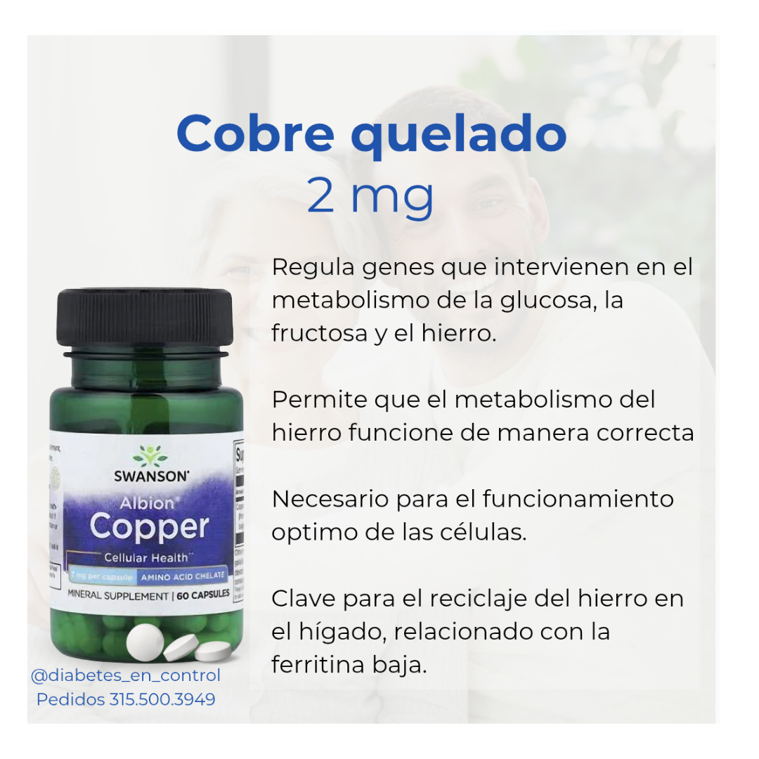 Cobre quelado. 2 mg. 60 cápsulas. Swanson. - Imagen 3