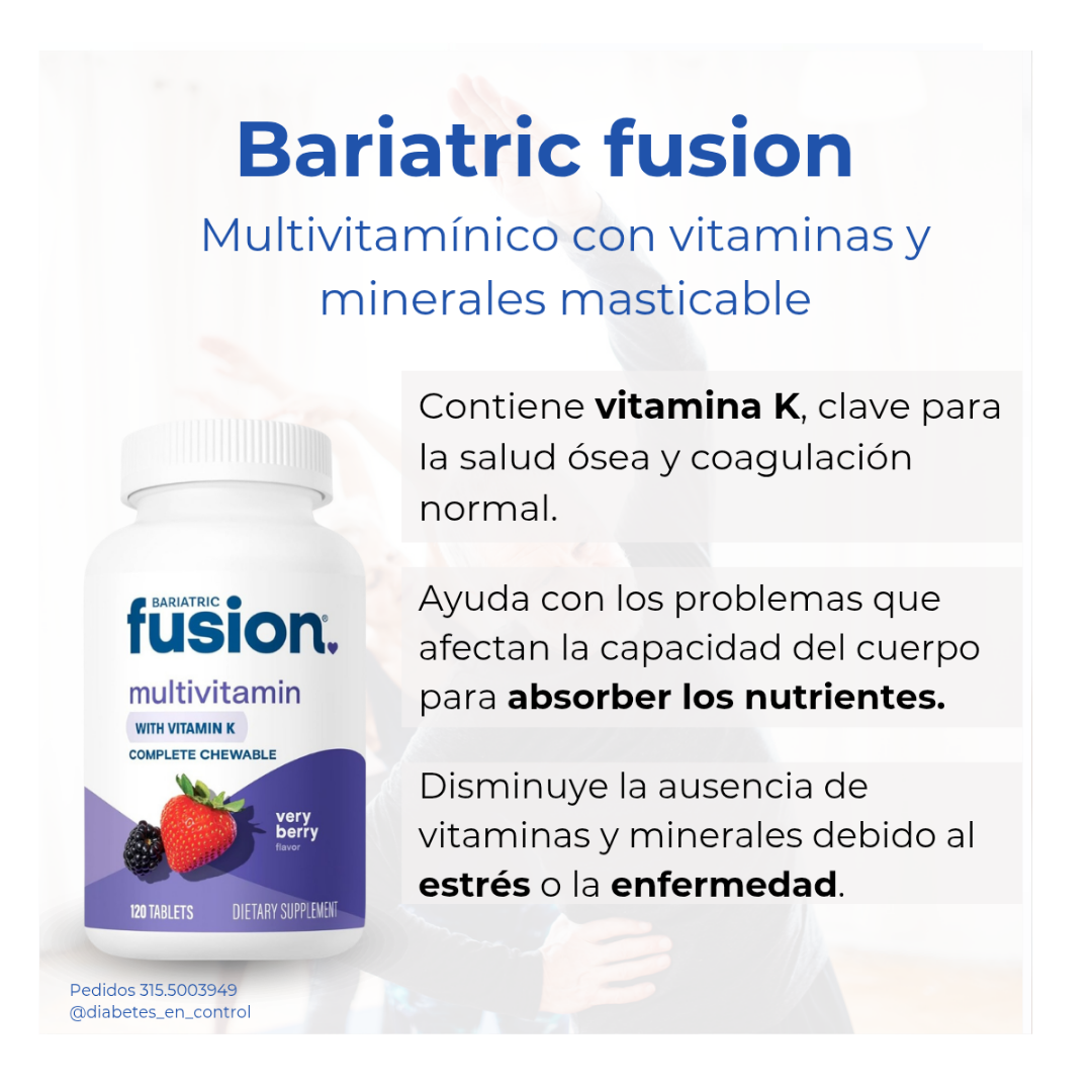 Bariatric fusion Multivitaminico. 120 tabletas. Masticable. Sabor frutos rojos. - Imagen 3