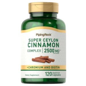 Super Ceylon Cinnamon Complex. canela de Ceilán con cromo y biotina. 2,500 mg. 120 cápsulas. Piping Rock.