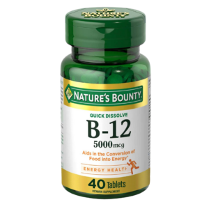 Vitamina B-12. 5.000 mcg. Sublingual. Cianicobalamina. 40 tabletas. Nature's Bounty
