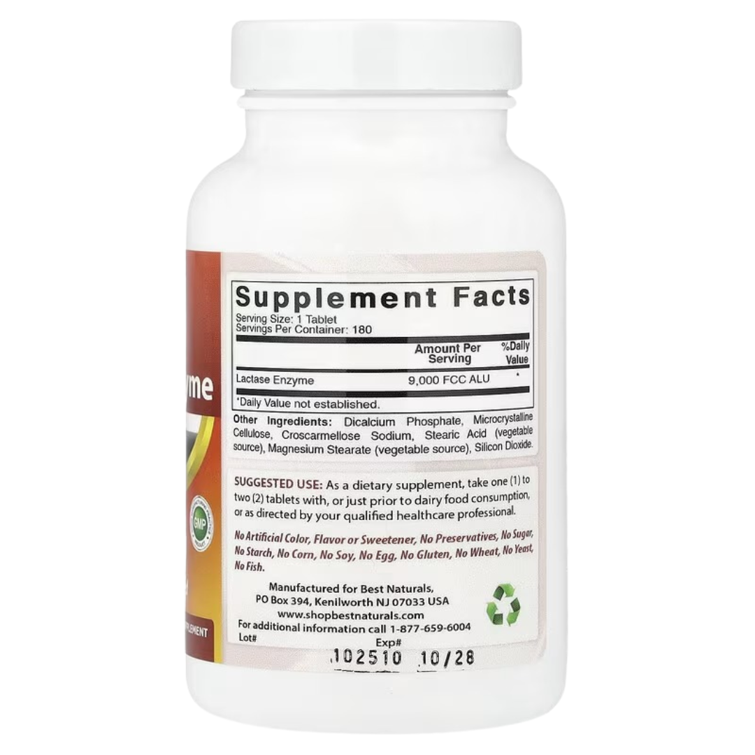 Enzimas de lactasa. 180 tabletas. Best Natural's - Imagen 2