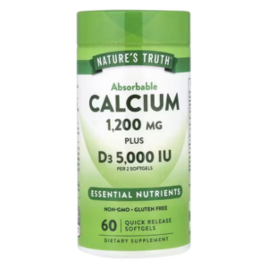 Calcio Absorbible 1.200 mg. Vitamina D3 5.000 IU. 60 Cápsulas blandas. Nature's Truth